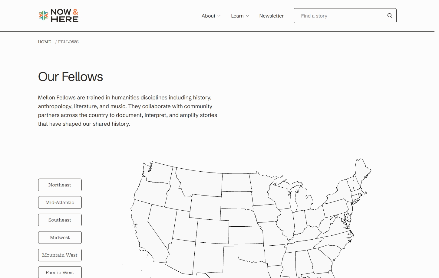 Now & Here fellows interactive map